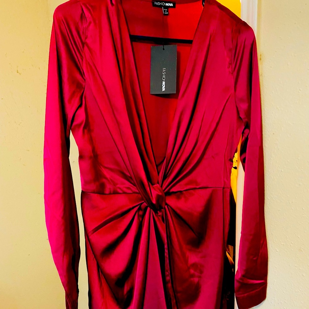 Burgundy dress from fashion nova